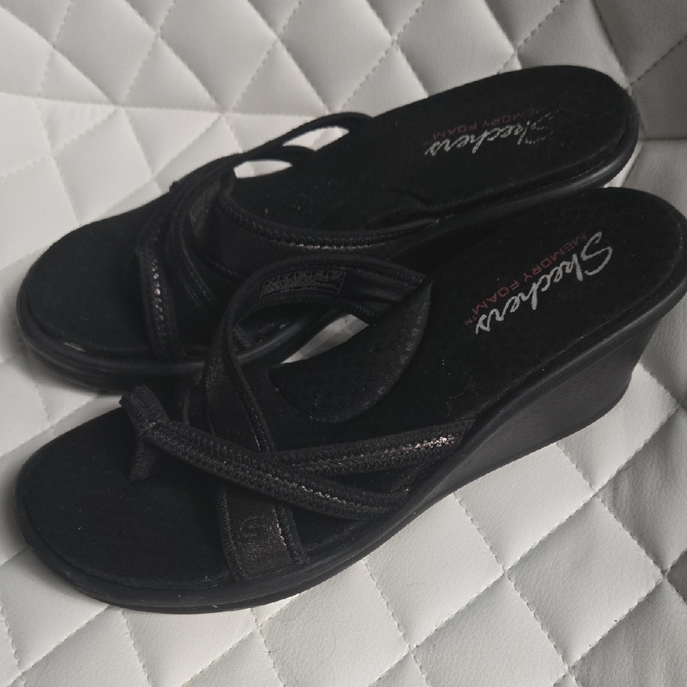 Skechers Black Women's Wedge Sandals